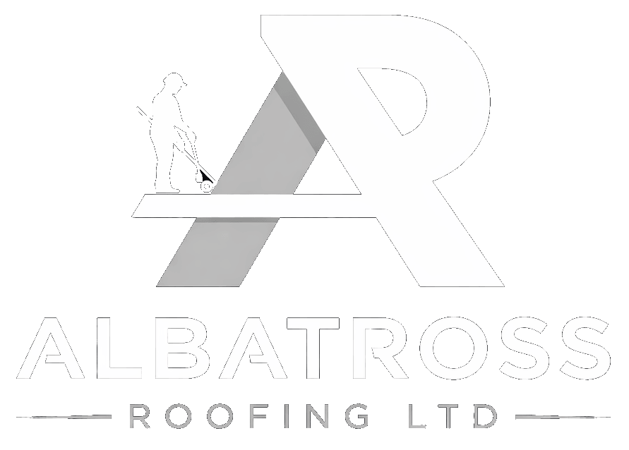 albatross roofing logo in white